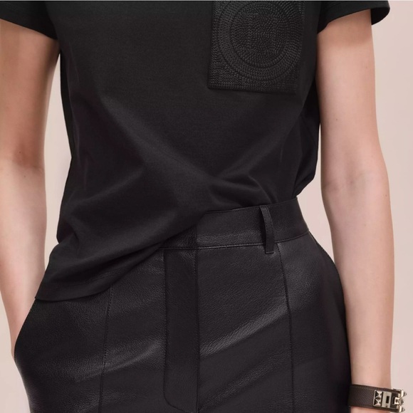 NWT Hermes Embroidered pocket t-shirt Short Sleeve Tee Shirt Black US 6 S - Picture 5 of 10